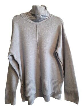 Flat White Morienne Lavender Gray Turtleneck Oversized Sweater Sz M Cozy Fall